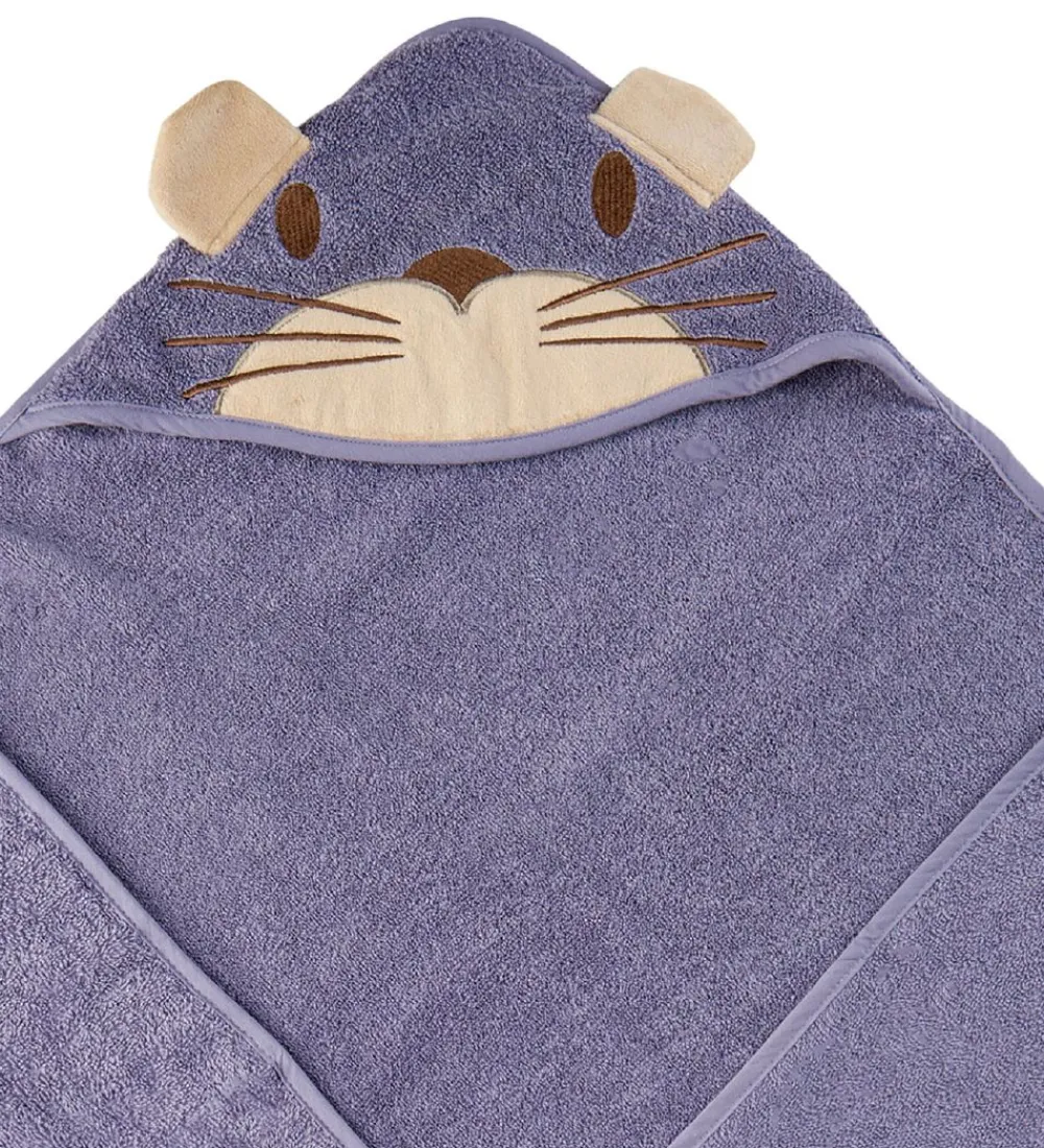 Pippi Baby Babyhåndklæde- Og Poncho*Babyhåndklæde - 83x83 cm - Lavendel m. Kat