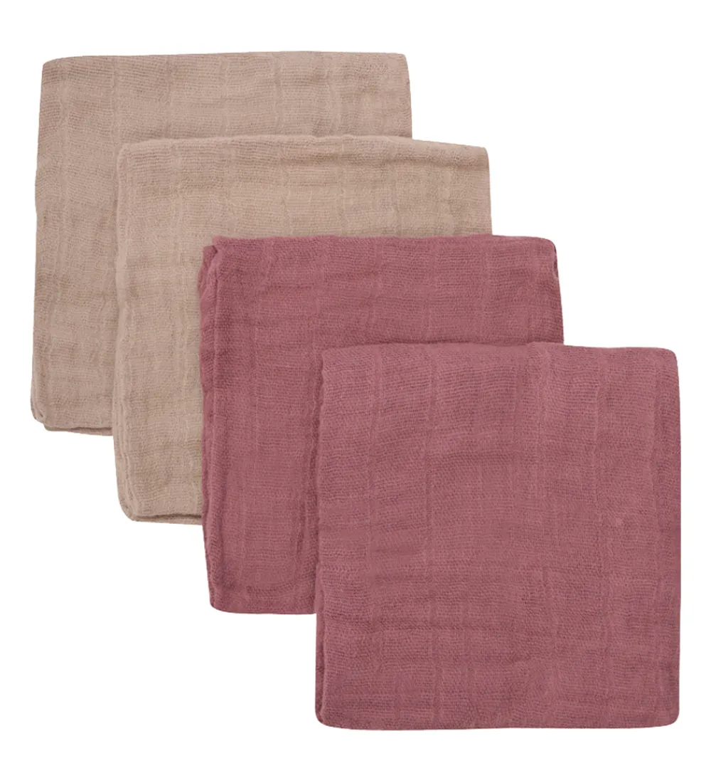 Pippi Baby Stofbleer*Pippi Stofbleer - 4 pak - 65x65 cm - Withered Rose/Beige