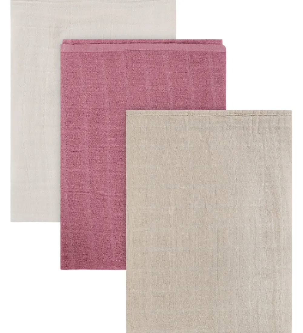 Stofbleer|Pusletid-Pippi Baby Pippi Stofbleer - Noos - 3-pak - Musselin - 65x65 - Mauve Orchid