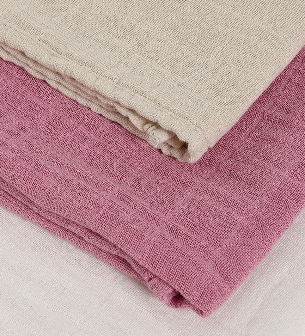 Stofbleer|Pusletid-Pippi Baby Pippi Stofbleer - Noos - 3-pak - Musselin - 65x65 - Mauve Orchid