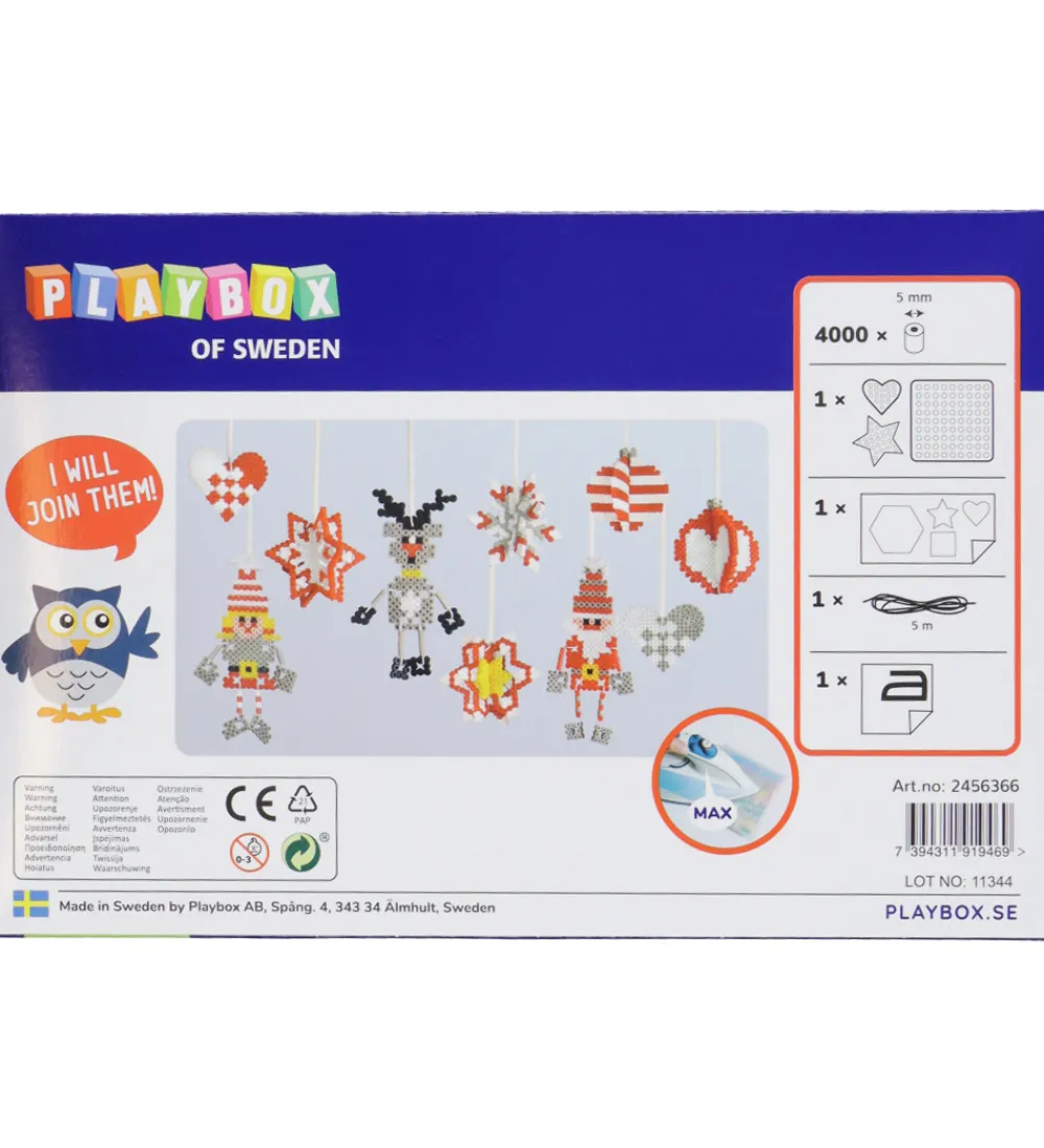 Playbox Perler*Perlesæt - 4000 stk. - Julepynt