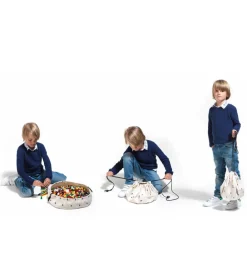 Play&Go Opbevaringstæpper*Legetøjstæppe - Ø40 - Creme m. Kirsebær