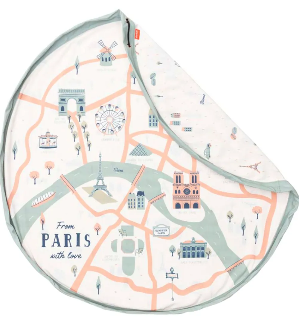 Legetæpper Og Legegulve|Opbevaringstæpper-Play&Go Legetøjstæppe - Ø140 - Paris Map