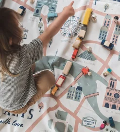 Legetæpper Og Legegulve|Opbevaringstæpper-Play&Go Legetøjstæppe - Ø140 - Paris Map