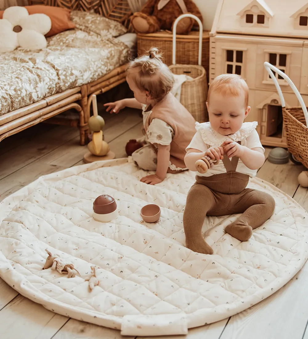 Play&Go Legetæpper Og Legegulve|Opbevaringstæpper*Legetøjstæppe - Ø120 - Soft Organic - Moon