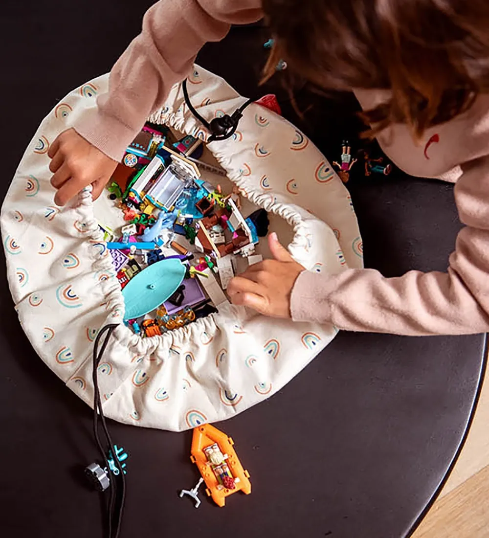 Legetæpper Og Legegulve|Opbevaringstæpper-Play&Go Legetøjstæppe - Ø: 40cm - Mini Rainbows