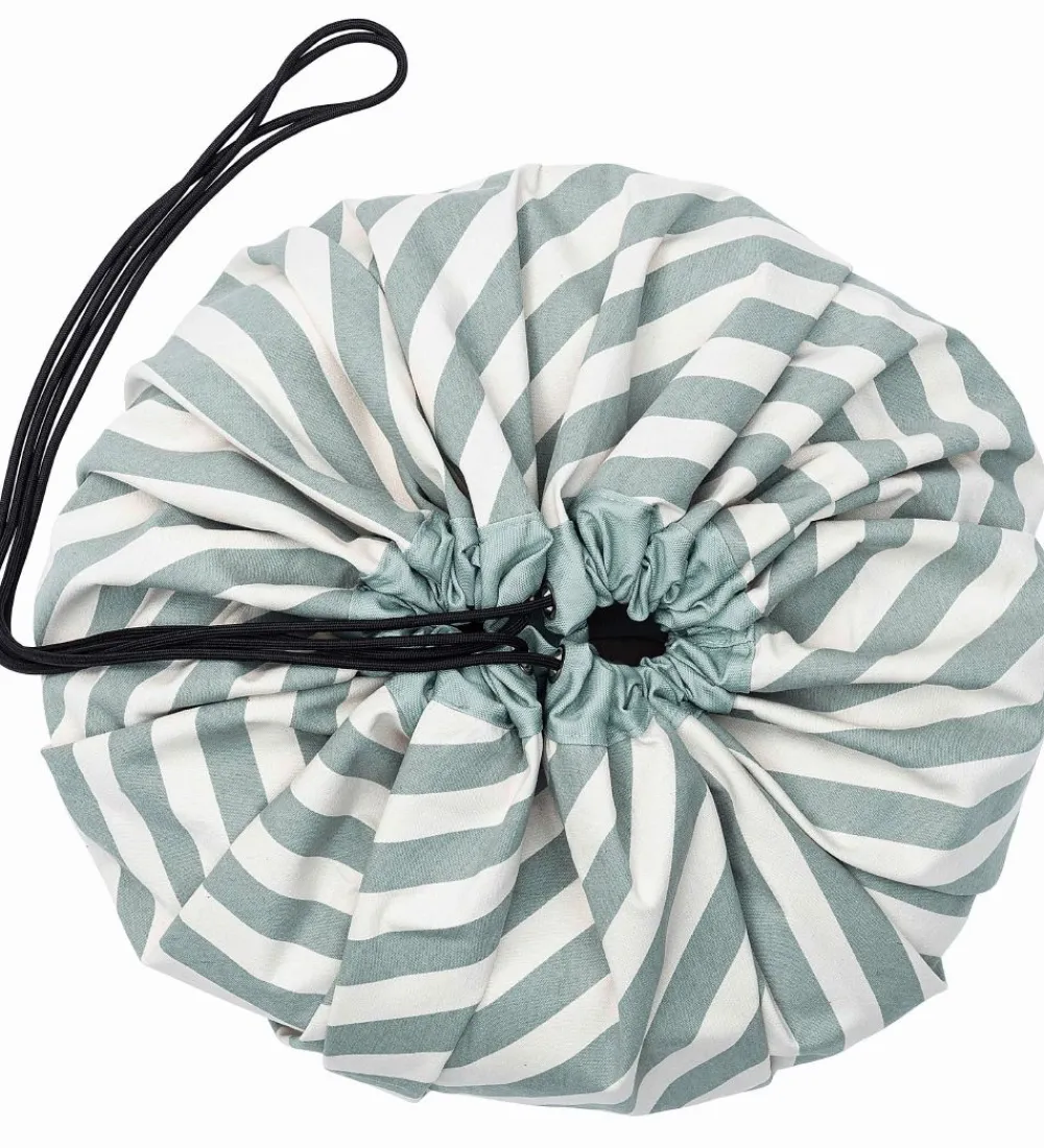 Play&Go Opbevaringstæpper*Legetøjstæppe - Ø140 cm - Stripes Green