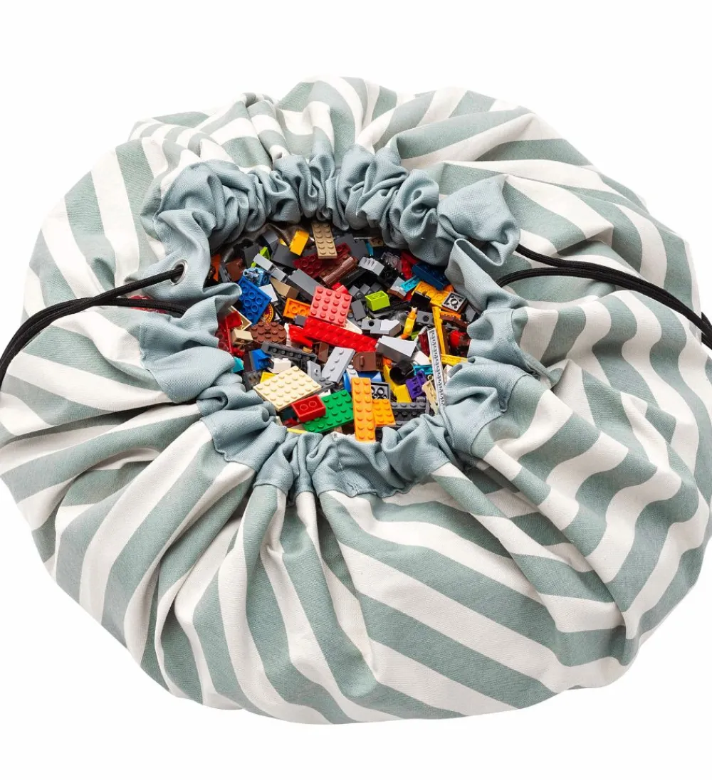 Play&Go Opbevaringstæpper*Legetøjstæppe - Ø140 cm - Stripes Green