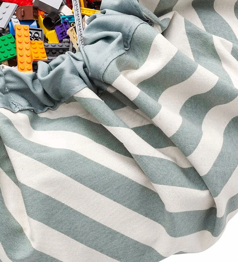 Play&Go Opbevaringstæpper*Legetøjstæppe - Ø140 cm - Stripes Green