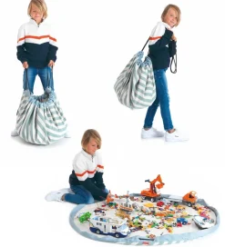 Play&Go Opbevaringstæpper*Legetøjstæppe - Ø140 cm - Stripes Green