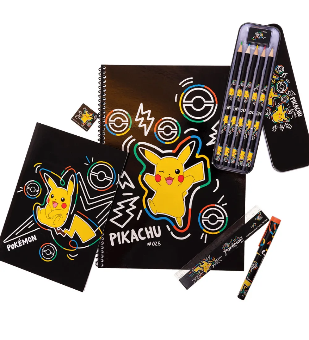 Pokémon Skriveredskaber*Farvesæt - Bumper Pack - Sort m. Pikachu