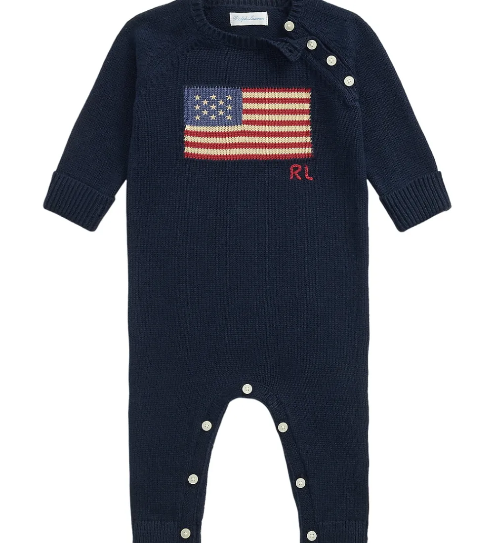 Polo Ralph Lauren Heldragter*Heldragt - Strik - Hunter Navy m. Flag