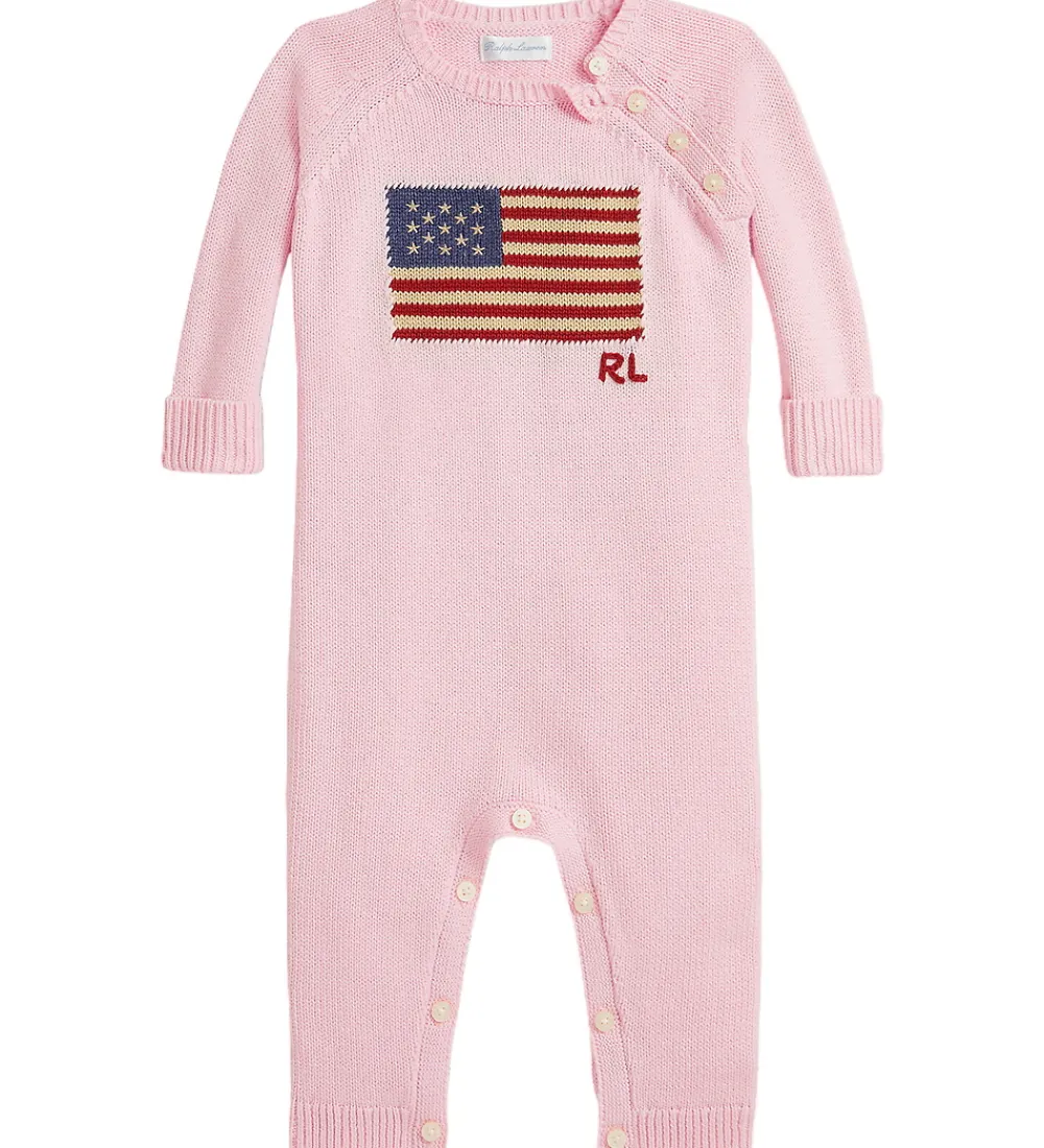 Heldragter-Polo Ralph Lauren Heldragt - Strik - Acacia Pink m. Flag