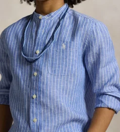 Polo Ralph Lauren Konfirmationstøj*Skjorte - Postboy - Blå/Hvidstribet