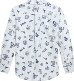 Polo Ralph Lauren Konfirmationstøj*Skjorte - Hvid/Lyseblåstribet m. Navy