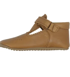 Pom Pom Skindfutter*Ballerina Hjemmesko - T-Bar - Camel