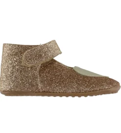 Begyndersko-Pom Pom Ballerina Hjemmesko - Beginners Heart - Gold Glitter
