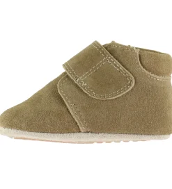 Begyndersko-Pom Pom Skindfutter - Beginners Velcro - Kakhi Suede