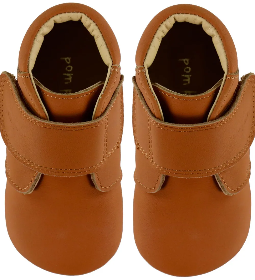 Pom Pom Børnesko Og Babysko|Begyndersko*Skindfutter - Beginners Velcro - Noos - Camel