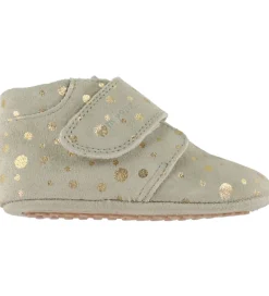 Børnesko Og Babysko|Begyndersko-Pom Pom Skindfutter - Beginners Velcro - Noos - Gold Dot