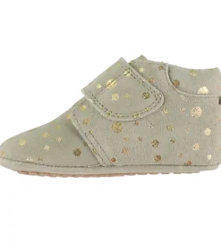 Børnesko Og Babysko|Begyndersko-Pom Pom Skindfutter - Beginners Velcro - Noos - Gold Dot