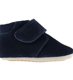 Pom Pom Begyndersko*Skindfutter - Beginners Velcro - Navy Suede
