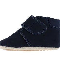 Pom Pom Begyndersko*Skindfutter - Beginners Velcro - Navy Suede