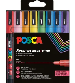 Posca Tuscher Og Farver*Tuscher - PC-3M - 8 stk. - Multifarvet m. Glimmer