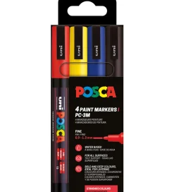 Posca Tuscher Og Farver*Tuscher - PC-3M - 4 stk. - Rød/Gul/Blå/Sort