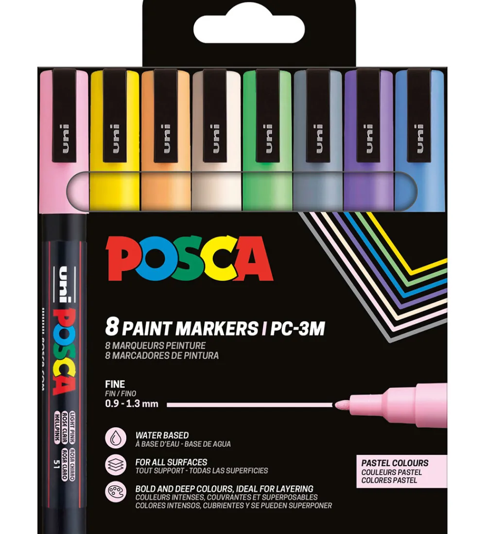Tuscher Og Farver-Posca Tuscher - PC-3M - 8 stk. - Pastelfarver