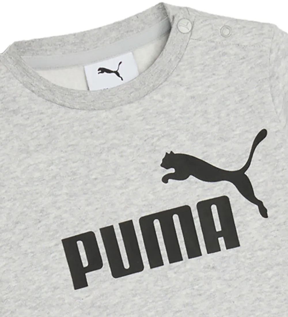Træningssæt-Puma Sweatsæt - Minicats Ess Crew - Light Gray Heather