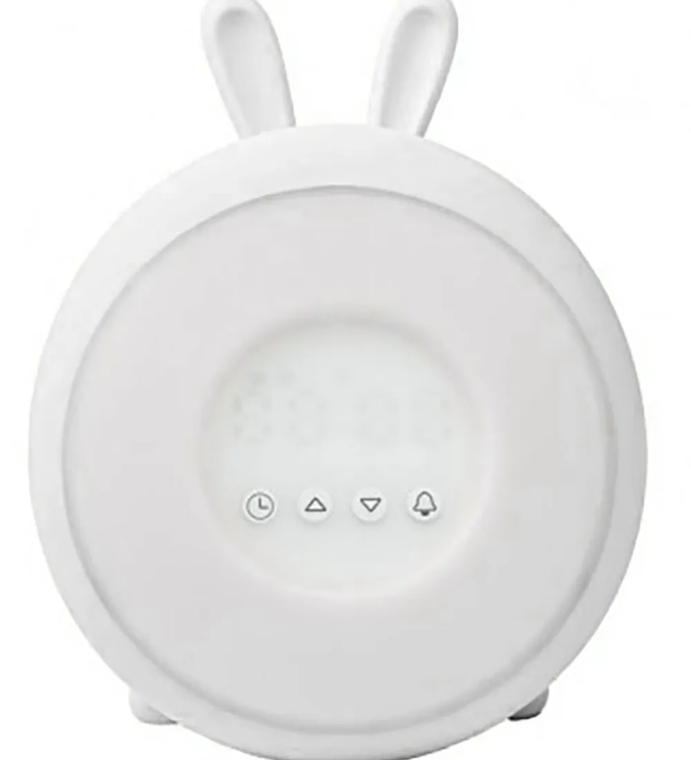 Rabbit & Friends Natlamper|Lamper*Vækkeur m. Lys - Wake Up - 20x15x6 cm - Hvid