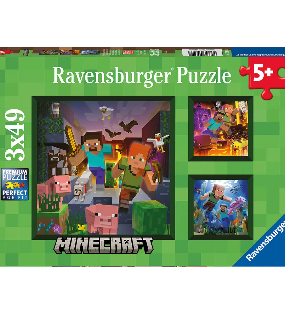 Puslespil-Ravensburger Puslespil - 3x49 Brikker - Minecraft