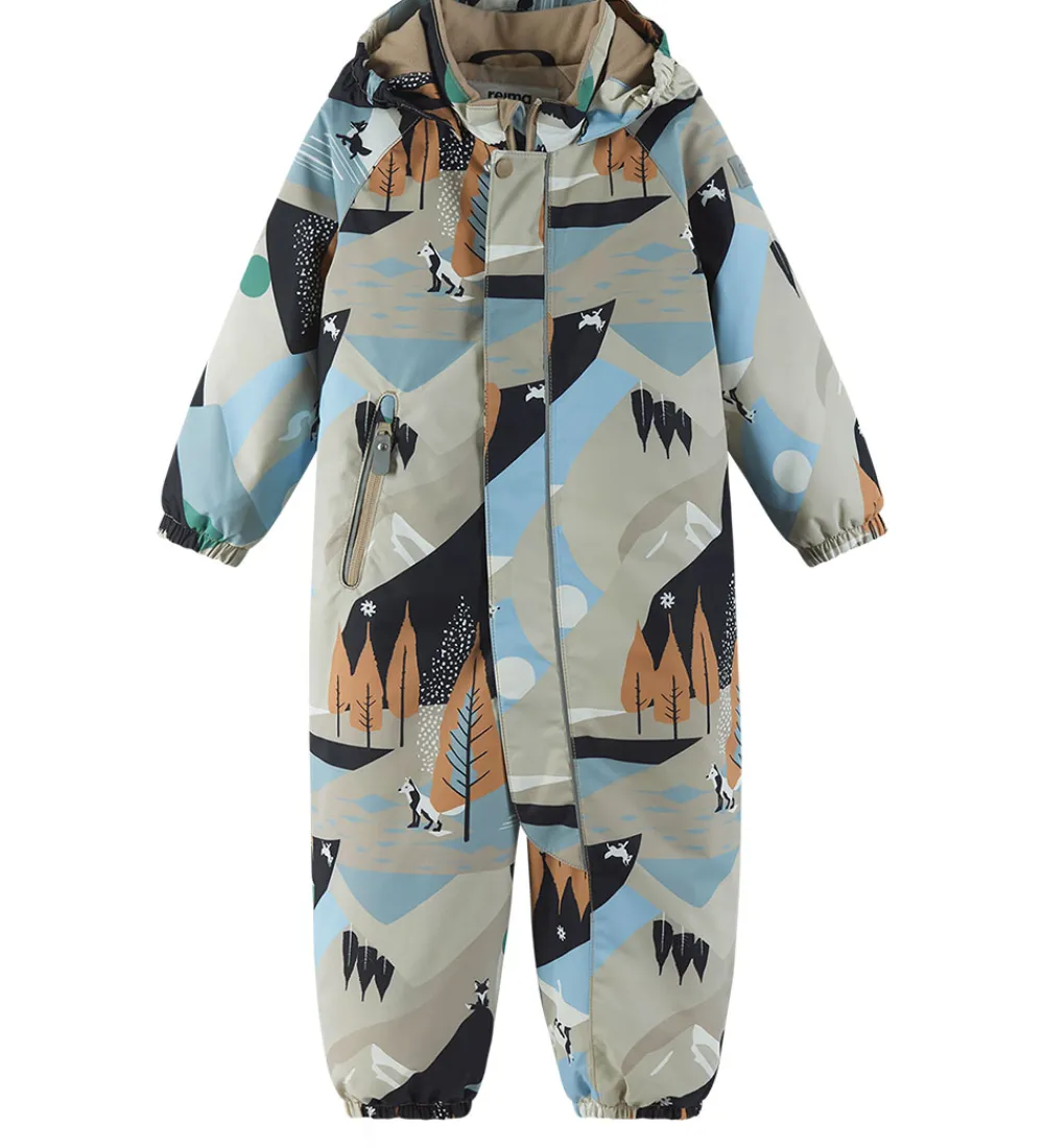 Flyverdragter-Reima Flyverdragt - Puhuri - Earthy Beige m. Print