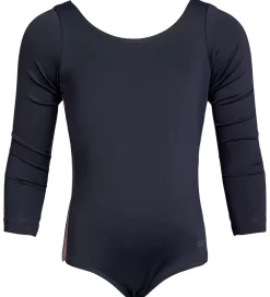 Gymnastiktøj-Rethinkit Gymnastikdragt - Frida - Midnight Blue m. Gammelrosa