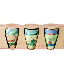 Kop Og Tudekop-Rice Kopper - Melamin - 6 stk. - 160 ml - Multi/Happy Cars Print