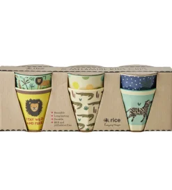Rice Kop Og Tudekop*Kopper - Melamin - 6 stk. - 160 ml - Blå/Jungle Print