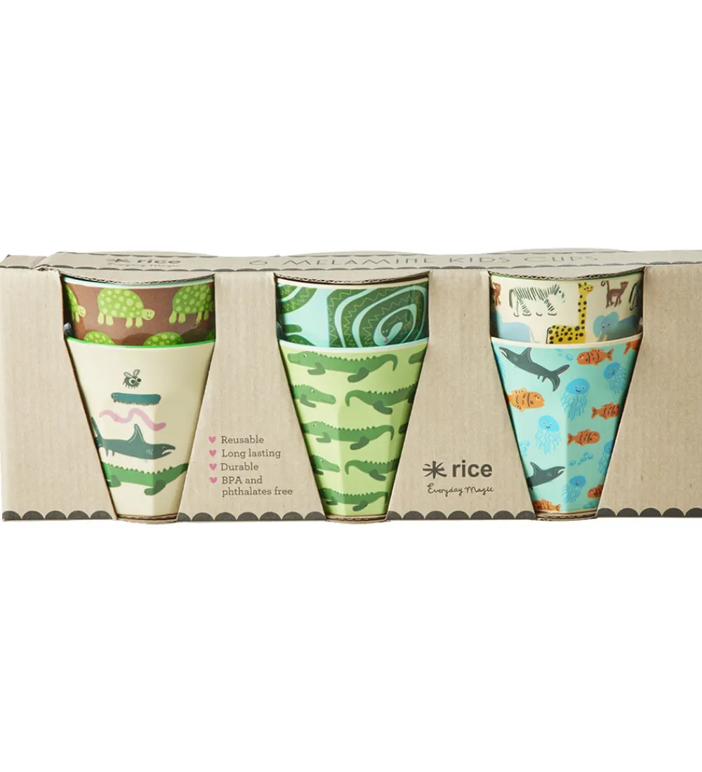 Kop Og Tudekop-Rice Kopper - Melamin - 6 stk. - 160 ml - Mint/Wildlife