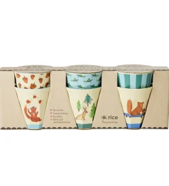 Rice Kop Og Tudekop*Kopper - Melamin - 6 stk. - 160 ml - Blå/Happy Forest Print