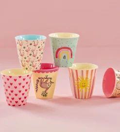 Kop Og Tudekop-Rice Kopper - Melamin - 6 stk. - 250 ml - Pink/Funky Prints