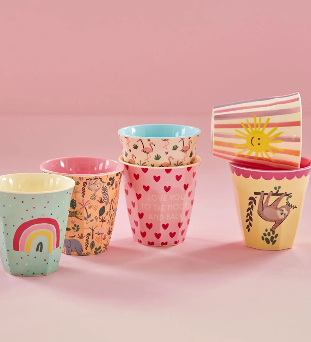 Kop Og Tudekop-Rice Kopper - Melamin - 6 stk. - 250 ml - Pink/Funky Prints