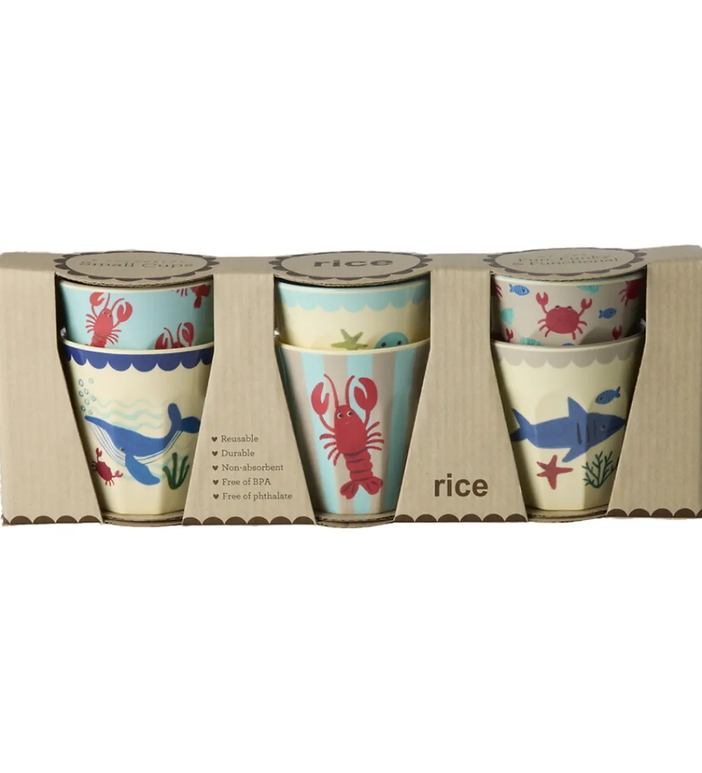 Rice Kop Og Tudekop*Kopper - Melamin - 6 stk. - 160 ml - Blue Ocean