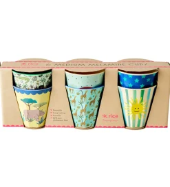 Rice Kop Og Tudekop*Kopper - Melamin - 6 stk. - 160 ml - Blå/Funky Prints