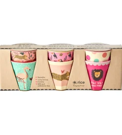 Rice Kop Og Tudekop*Kopper - Melamin - 6 stk. - 160 ml - Pink/Jungle Print