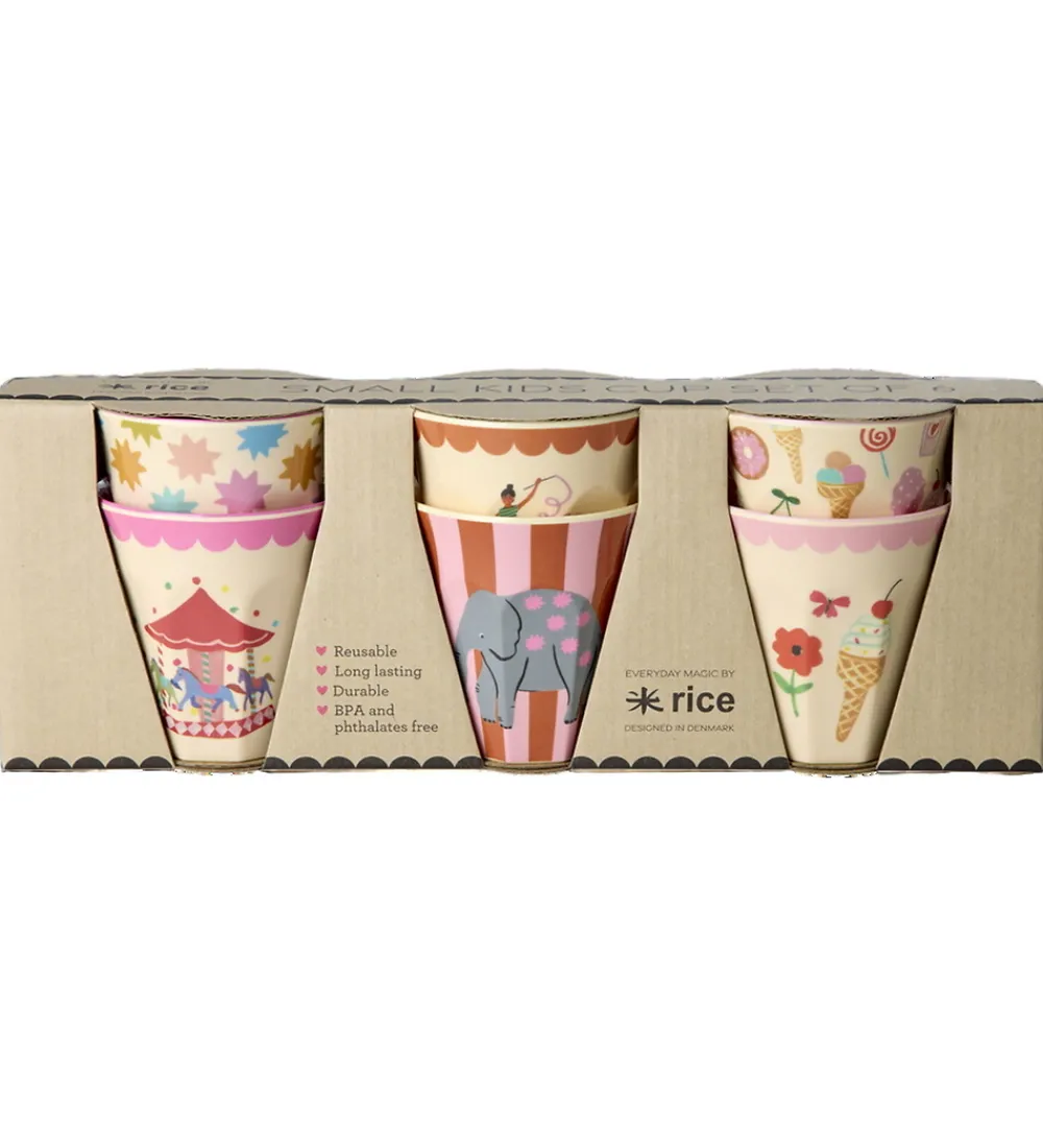 Rice Kop Og Tudekop*Kopper - Melamin - 6 stk. - 160 ml - Pink Fun Fair