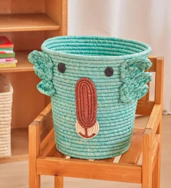 Kurve|Opbevaring-Rice Opbevaringskurv - Raffia/Søgræs - 20x30 cm - Aqua/Koala