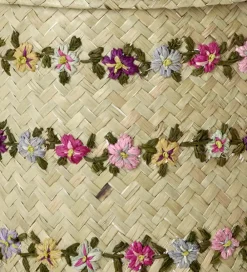 Kurve|Opbevaring-Rice Opbevaringskurv - Raffia - Large - Flower Vines - 20x20 cm