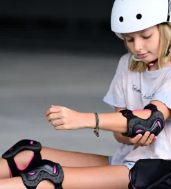 Rulleskøjter|Rulleskøjter-Rollerblade Beskyttelsessæt - Skate Gear Jr - Sort m. Pink