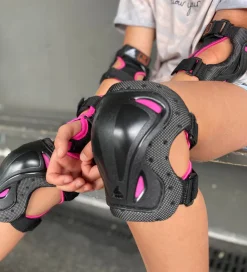 Rulleskøjter|Rulleskøjter-Rollerblade Beskyttelsessæt - Skate Gear Jr - Sort m. Pink