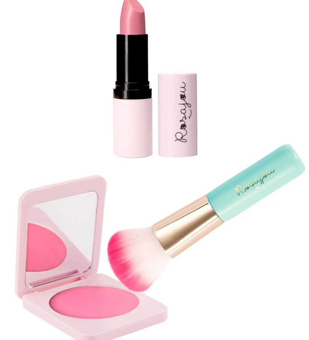 Sminke|Neglelak-Rosajou Sminkesæt - Blush/Læbestift/Neglelak m.m. - 9 Dele